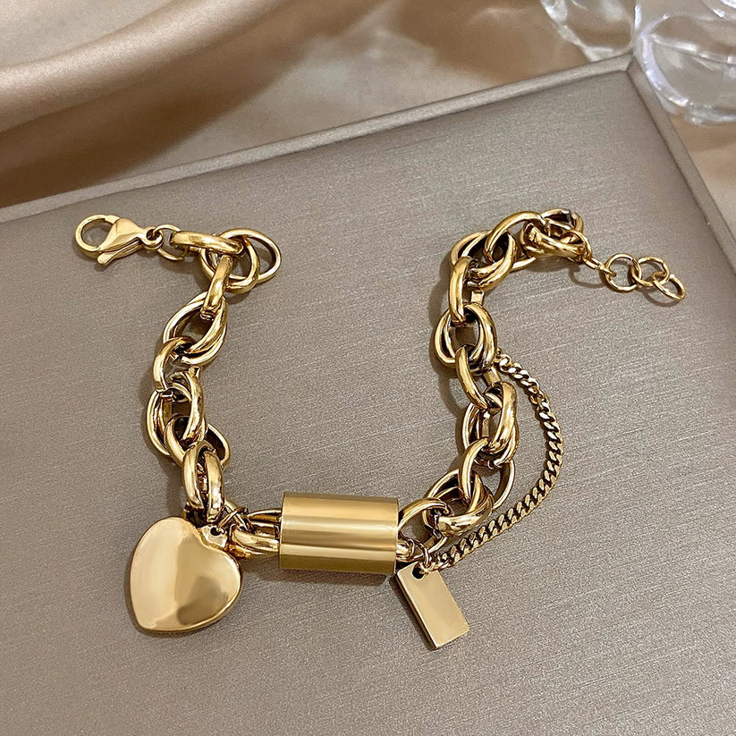 Juliette™ | Bracelet Chaîne Dorée Cœur