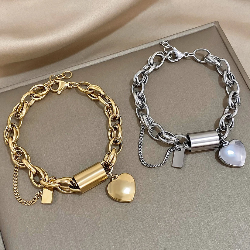 Guadalupe - Bracelet avec breloque cœur doré