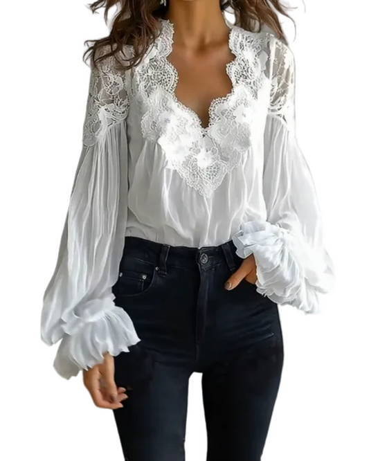 Céleste | Blouse Romantique à Dentelle