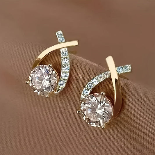 Soledad - Boucles d'oreilles avec croix dorée et zircon
