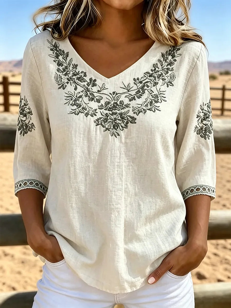 Églantine | Blouse Col V Botanique