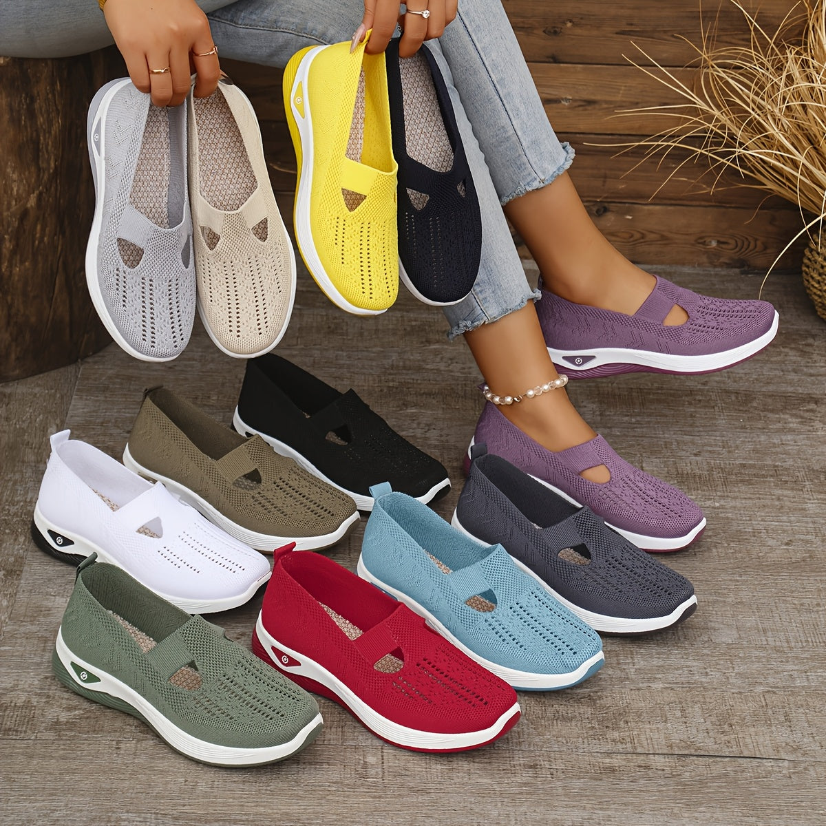 Chaussures de sport faciles à enfiler, confort stable
