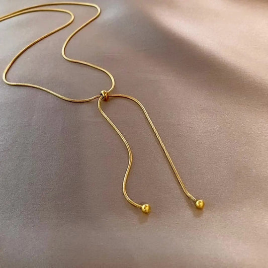 Collier réglable Elara en acier inoxydable plaqué or 18K