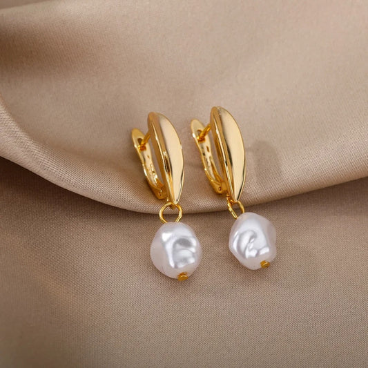 Boucles d'oreilles créoles Vera avec perle