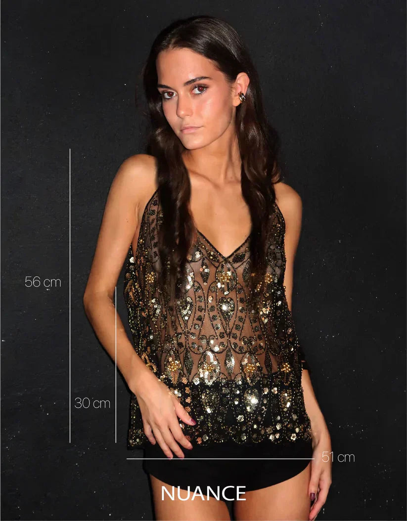 Celia - Top de lentejuelas con espalda descubierta