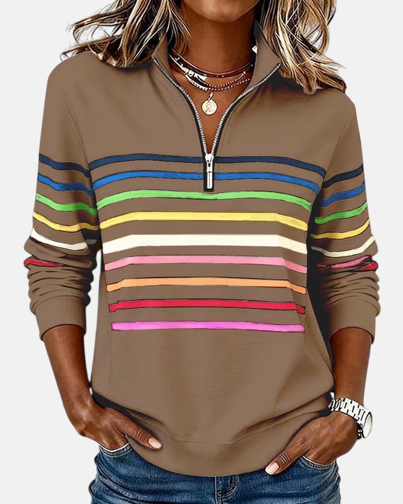Jimena - Sweat-shirt à rayures avec col zippé